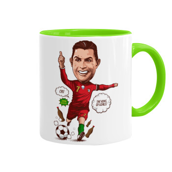 Cristiano Ronaldo, Mug colored light green, ceramic, 330ml