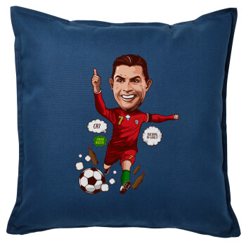 Cristiano Ronaldo, Sofa cushion Blue 50x50cm includes filling