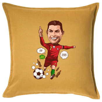 Cristiano Ronaldo, Sofa cushion YELLOW 50x50cm includes filling