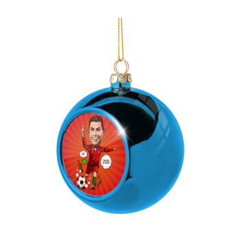 Cristiano Ronaldo, Blue Christmas tree ball ornament 8cm