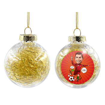 Cristiano Ronaldo, Transparent Christmas tree ball ornament with gold filling 8cm