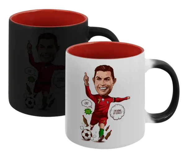 Cristiano Ronaldo — Κούπα Μαγική εσωτερικό κόκκινο, κεραμική, 330ml που αλλάζει χρώμα με το ζεστό ρόφημα