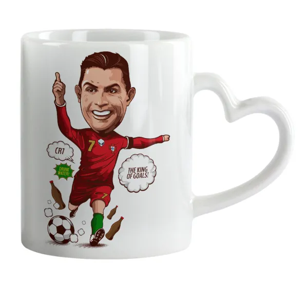 Cristiano Ronaldo — Κούπα καρδιά χερούλι λευκή, κεραμική, 330ml