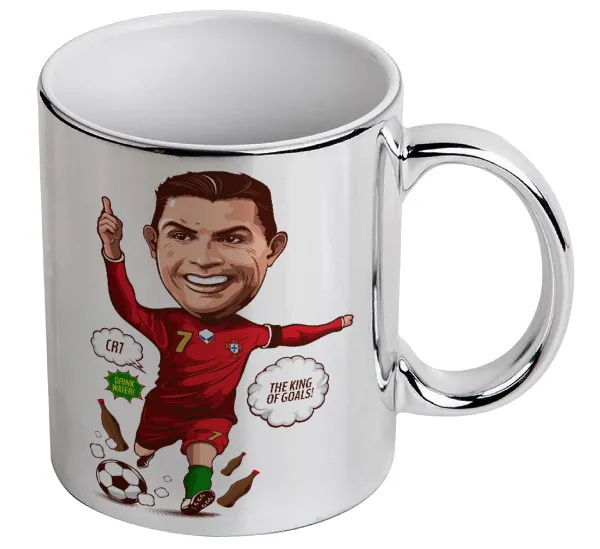 Cristiano Ronaldo — Κούπα κεραμική, ασημένια καθρέπτης, 330ml