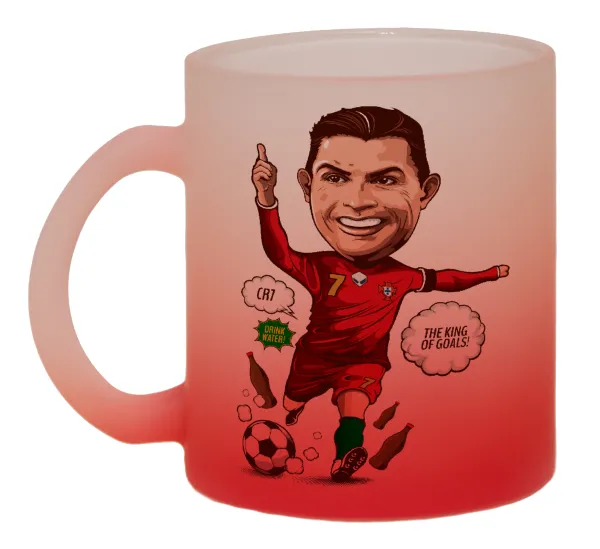 Cristiano Ronaldo — Two-tone glass mug with matte red base, 330ml