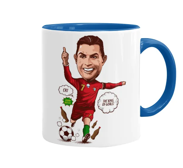 Cristiano Ronaldo — Κούπα χρωματιστή μπλε, κεραμική, 330ml