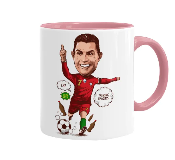 Cristiano Ronaldo — Κούπα χρωματιστή ροζ, κεραμική, 330ml