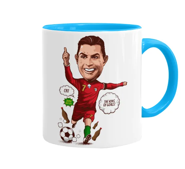 Cristiano Ronaldo — Κούπα χρωματιστή γαλάζια, κεραμική, 330ml