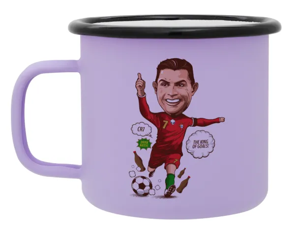 Cristiano Ronaldo — Metal enamel mug, matte light pastel purple, 360ml