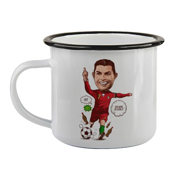Cristiano Ronaldo — Enamel mug with black rim, 360ml