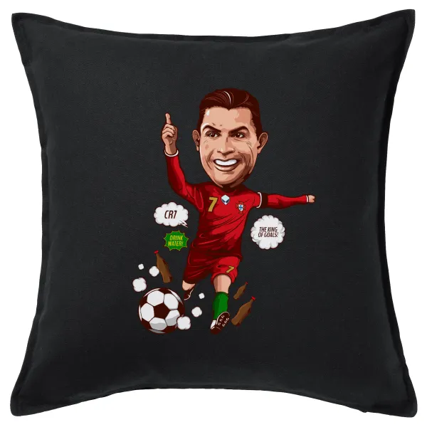 Cristiano Ronaldo — Μαξιλάρι καναπέ Μαύρο 100% βαμβάκι, περιέχεται το γέμισμα (50x50cm)