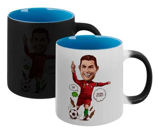 Cristiano Ronaldo — Magic mug with blue interior, ceramic, 330ml, changes colour with hot drinks