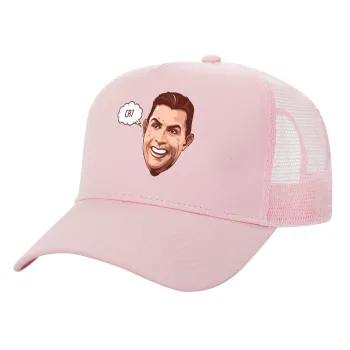 Cristiano Ronaldo, Καπέλο Παιδικό Structured Trucker, με Δίχτυ, ΡΟΖ (100% ΒΑΜΒΑΚΕΡΟ, ΠΑΙΔΙΚΟ, UNISEX, ONE SIZE)