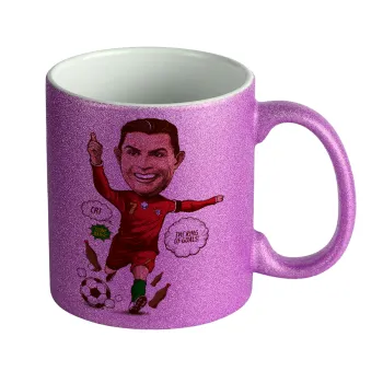 Cristiano Ronaldo, Κούπα Μωβ Glitter που γυαλίζει, κεραμική, 330ml