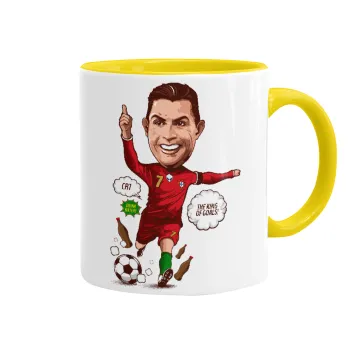 Cristiano Ronaldo, Κούπα χρωματιστή κίτρινη, κεραμική, 330ml