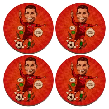 Cristiano Ronaldo, ΣΕΤ x4 Σουβέρ ξύλινα στρογγυλά plywood (9cm)