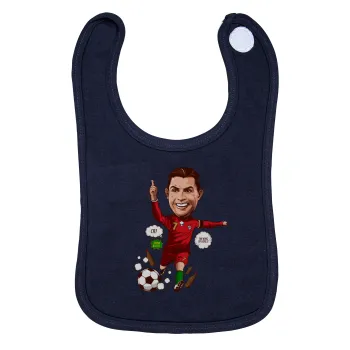 Cristiano Ronaldo, Σαλιάρα με Σκρατς 100% Organic Cotton Μπλε (0-18 months)