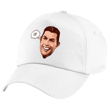 Cristiano Ronaldo, Children's Baseball Cap, 100% Cotton Twill, White (COTTON, CHILDREN'S, UNISEX, ONE SIZE)