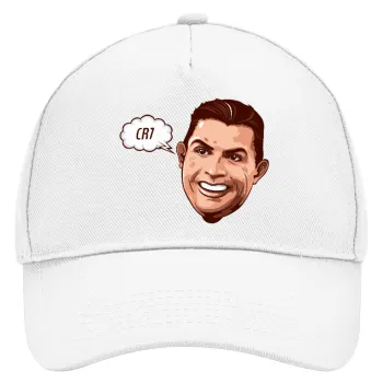 Cristiano Ronaldo, Adult Baseball Cap, Drill, White (100% COTTON, ADULT, UNISEX, ONE SIZE)
