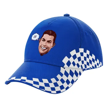 Cristiano Ronaldo, Adult Ultimate BLUE RACING Cap, (100% COTTON DRILL, ADULT, UNISEX, ONE SIZE)