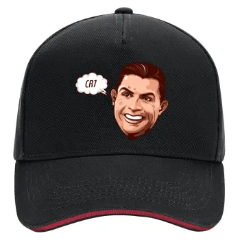 Cristiano Ronaldo, DRILL Adult Ultimate Hat BLACK/RED, (100% COTTON, ADULT, UNISEX, ONE SIZE)