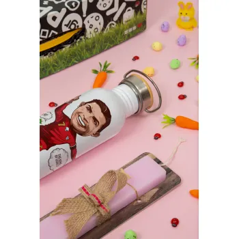 Cristiano Ronaldo, Πασχαλινή Λαμπάδα με παγούρι μεταλλικό (620ml, stainless steel) & κερί αρωματικό πλακέ (30cm) (ΡΟΖ)