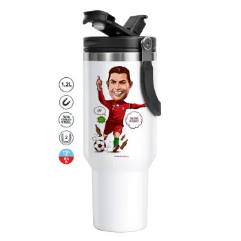 Cristiano Ronaldo, Mega Tumbler με καπάκι, διπλού τοιχώματος (θερμό) 1,2L