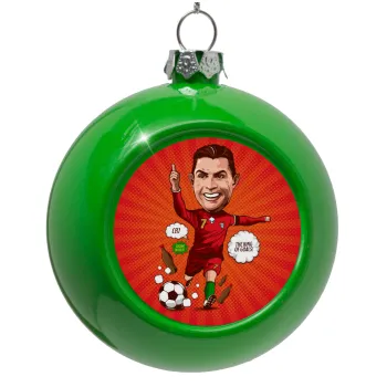 Cristiano Ronaldo, Green Christmas tree ornament bauble 8cm