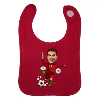 Cristiano Ronaldo, Σαλιάρα με Σκρατς Κόκκινη 100% Organic Cotton (0-18 months)