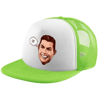 Cristiano Ronaldo, Adult Soft Trucker Hat with Mesh GREEN/WHITE (POLYESTER, ADULT, ONE SIZE)