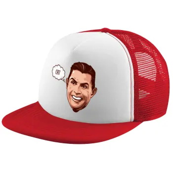 Cristiano Ronaldo, Children's Soft Trucker Hat with Red/White Mesh (POLYESTER, CHILDREN'S, ONE SIZE)