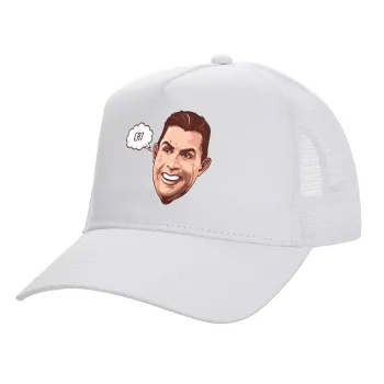 Cristiano Ronaldo, Καπέλο Ενηλίκων Structured Trucker, με Δίχτυ, ΛΕΥΚΟ (100% ΒΑΜΒΑΚΕΡΟ, ΕΝΗΛΙΚΩΝ, UNISEX, ONE SIZE)