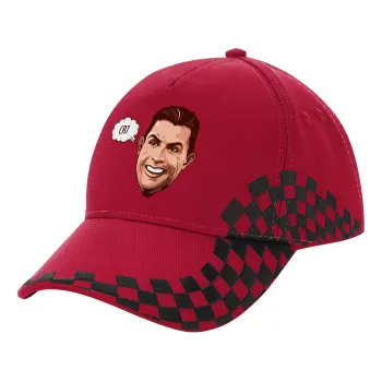 Cristiano Ronaldo, Καπέλο Ενηλίκων Ultimate ΚΟΚΚΙΝΟ/ΜΑΥΡΟ RACING με Σκρατς, (100% ΒΑΜΒΑΚΕΡΟ DRILL, ΕΝΗΛΙΚΩΝ, UNISEX, ONE SIZE)