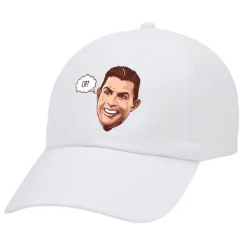 Cristiano Ronaldo, Καπέλο Ενηλίκων Baseball Λευκό 5-φύλλο (POLYESTER, ΕΝΗΛΙΚΩΝ, UNISEX, ONE SIZE)