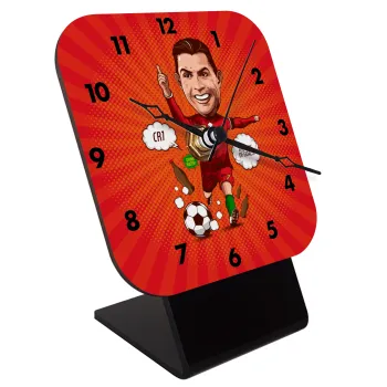 Cristiano Ronaldo, Επιτραπέζιο ρολόι ξύλινο με δείκτες (10cm)
