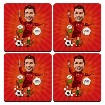 Cristiano Ronaldo, ΣΕΤ 4 Σουβέρ ξύλινα τετράγωνα (9cm)