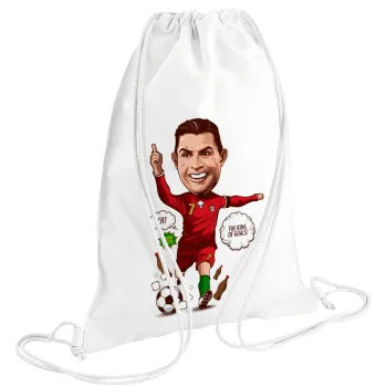 Cristiano Ronaldo, Τσάντα πλάτης πουγκί GYMBAG λευκή (28x40cm)