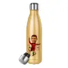 Glitter gold stainless steel thermos bottle, double-walled, 500ml