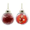 Transparent Christmas tree ball ornament with red filling 8cm