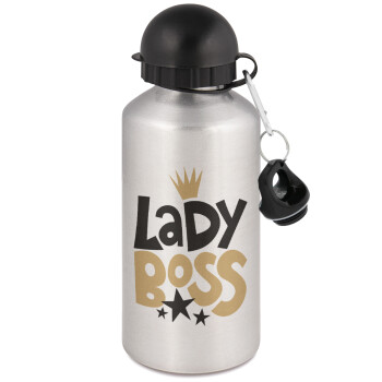 Lady Boss, Μεταλλικό παγούρι νερού, Ασημένιο, αλουμινίου 500ml