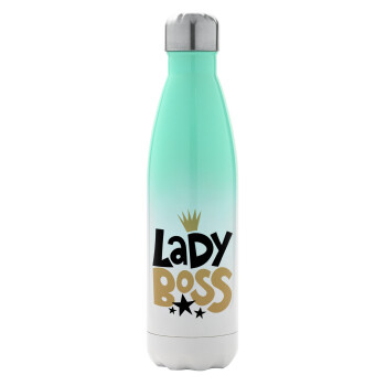 Lady Boss, Μεταλλικό παγούρι θερμός Πράσινο/Λευκό (Stainless steel), διπλού τοιχώματος, 500ml