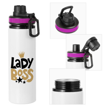Lady Boss, Metallic water bottle with safety lid, 850ml aluminum