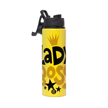 Lady Boss, Metallic water bottle with safety lid, 850ml aluminum