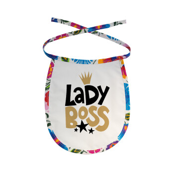 Lady Boss, Σαλιάρα μωρού αλέκιαστη με κορδόνι Χρωματιστή
