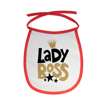 Lady Boss, Σαλιάρα μωρού αλέκιαστη με κορδόνι Κόκκινη