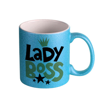 Lady Boss, Κούπα Σιέλ Glitter που γυαλίζει, κεραμική, 330ml