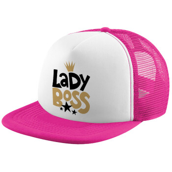 Lady Boss, Καπέλο Soft Trucker με Δίχτυ Pink/White 