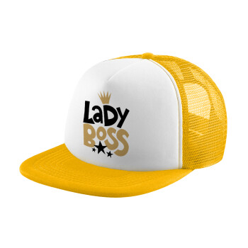 Lady Boss, Καπέλο Ενηλίκων Soft Trucker με Δίχτυ Κίτρινο/White (POLYESTER, ΕΝΗΛΙΚΩΝ, UNISEX, ONE SIZE)