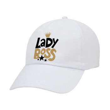 Lady Boss, Καπέλο Ενηλίκων Baseball Λευκό 5-φύλλο (POLYESTER, ΕΝΗΛΙΚΩΝ, UNISEX, ONE SIZE)