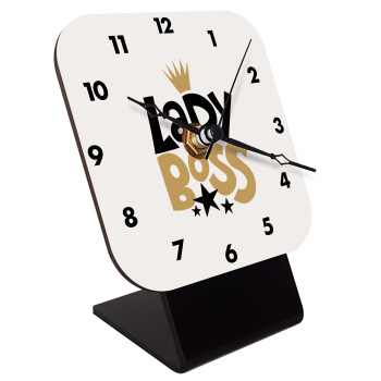 Lady Boss, Quartz Wooden table clock with hands (10cm)